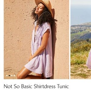 Free People Not So Basic Shirtdress Tunic Dress Size S lilac Gauze Oversized